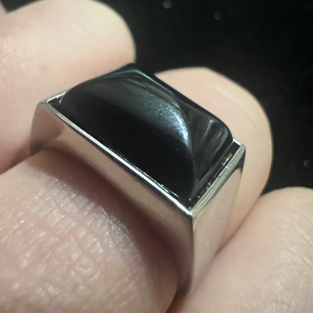 925 STERLING SILVER BLACK ONYX ADJUSTABLE RING